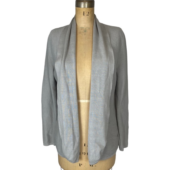 🌷 3/$30 Cyrus Casual Light Grey Ribbed Knit Open Cardigan Size L - Picture 1 of 9